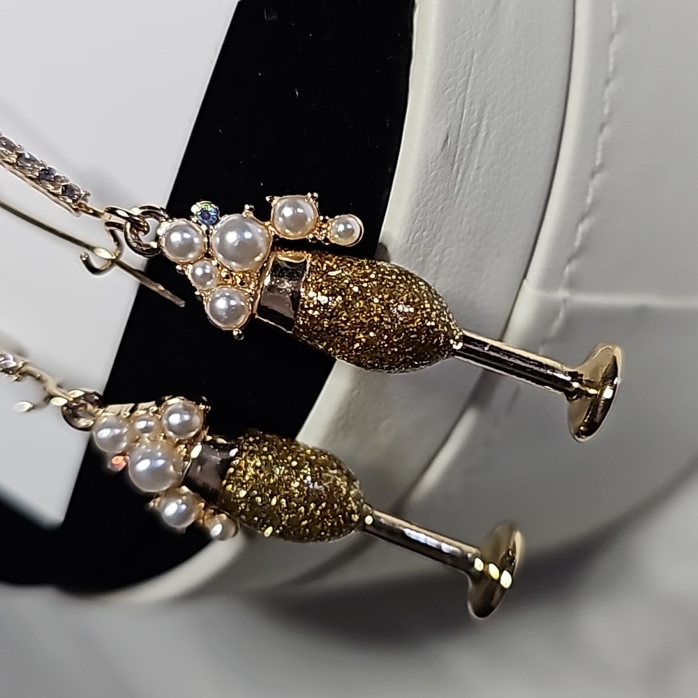 Betsey Johnson Champagne Dangle Earrings - Picture 9 of 16